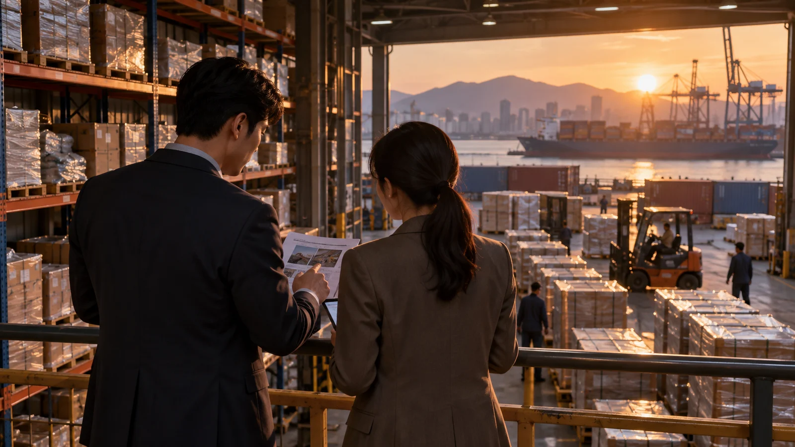 자부담과 산출물 의사결정의 납품과 운영 조건을 실무자가 대조하는 모습